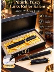 Kalemhane Kişiye Özel İsimli Mat Siyah Roller Kalem – Özel Hediyelik Deri Lüks Kutulu