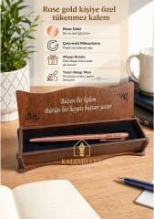 İsme Özel Rose Tükenmez Kalem Ahşap Kutulu