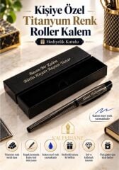 Kalemhane Kişiye Özel İsimli Titanyum Renk Metal Roller Kalem – Hediyelik Kutulu