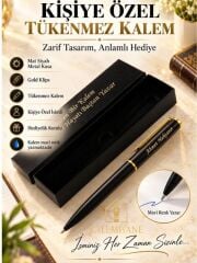 Kalemhane Kişiye Özel Mat Siyah Gold Klips Tükenmez Kalem – Hediyelik Kutulu