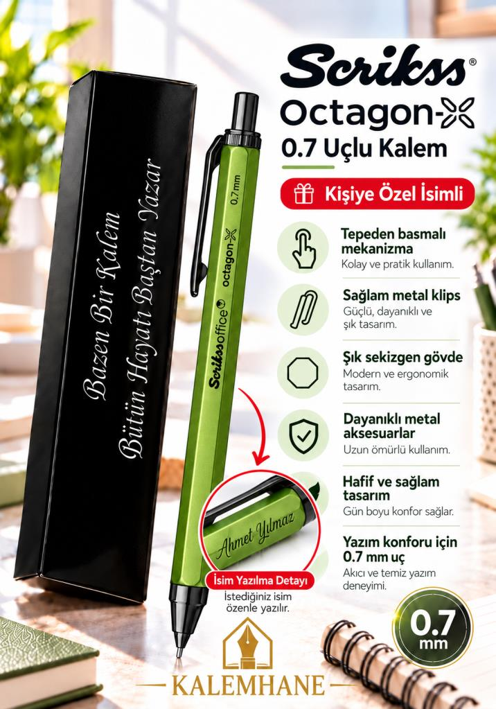 Kalemhane Scrikss Octagon-X 0.7  Uçlu Kalem Yeşil