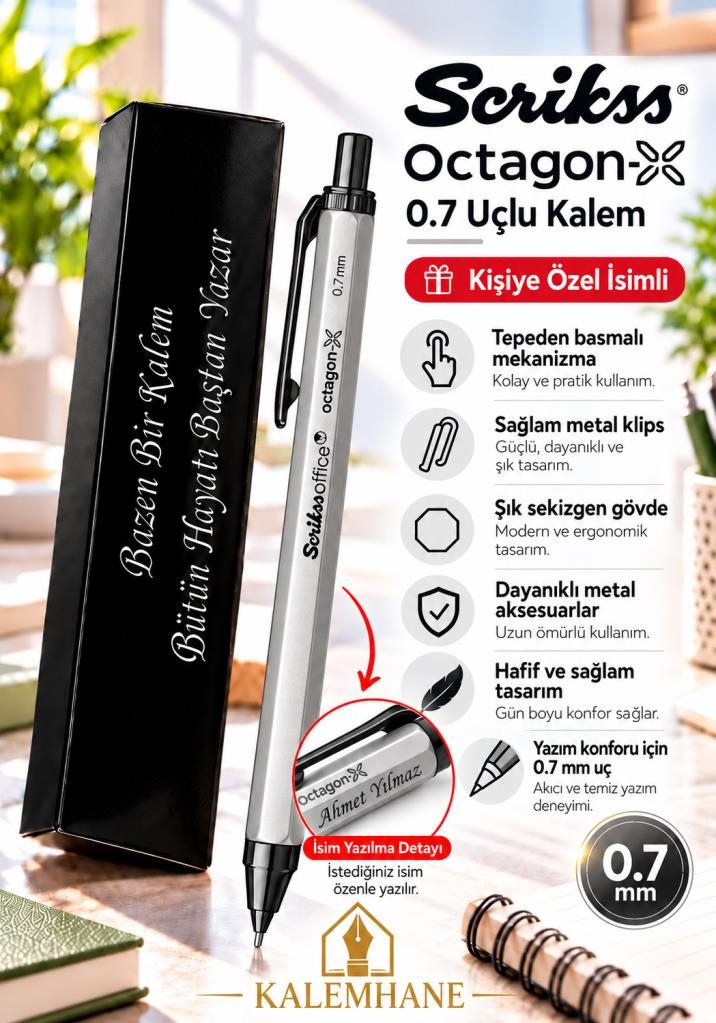 Kalemhane Scrikss Octagon-X 0.7  Uçlu Kalem Gri