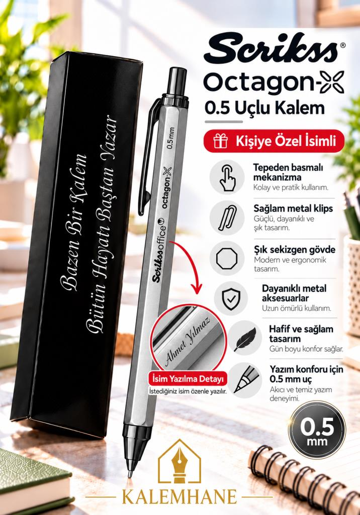 Kalemhane Scrikss Octagon-X 0.5  Uçlu Kalem Gri