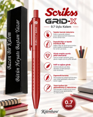 Kalemhane Scrikss Grid-X 0.7  Uçlu Kalem Kırmızı, Kişiye Özel Karton Kutulu