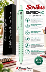 Kalemhane Scrikss Grid-X 0.5  Uçlu Kalem Yeşil, Kişiye Özel Karton Kutulu
