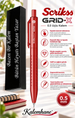 Kalemhane Scrikss Grid-X 0.5  Uçlu Kalem Kırmızı, Kişiye Özel Karton Kutulu