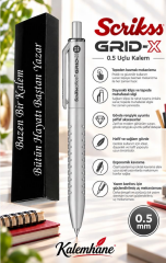 Kalemhane Scrikss Grid-X 0.5  Uçlu Kalem Gri , Kişiye Özel Karton Kutulu