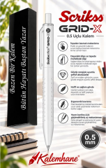 Kalemhane Scrikss Grid-X 0.5  Uçlu Kalem Beyaz , Kişiye Özel Karton Kutulu