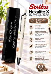 Kalemhane Scrikss Hexalite-X 0.7  Uçlu Kalem Bej , Kişiye Özel İsimli ve Karton Kutulu