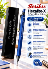 Kalemhane Scrikss Hexalite-X 0.7  Uçlu Kalem Mavi , Kişiye Özel İsimli ve Karton Kutulu