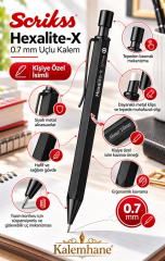 Kalemhane Scrikss Hexalite-X 0.7  Uçlu Kalem Siyah , Kişiye Özel İsimli ve Karton Kutulu