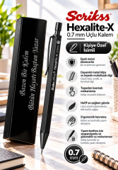 Kalemhane Scrikss Hexalite-X 0.7  Uçlu Kalem Siyah , Kişiye Özel İsimli ve Karton Kutulu
