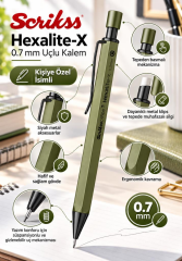 Kalemhane Scrikss Hexalite-X 0.7  Uçlu Kalem Siyah , Kişiye Özel İsimli ve Karton Kutulu
