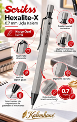 Kalemhane Scrikss Hexalite-X 0.7  Uçlu Kalem Gri , Kişiye Özel İsimli ve Karton Kutulu