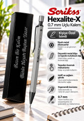 Kalemhane Scrikss Hexalite-X 0.7  Uçlu Kalem Gri , Kişiye Özel İsimli ve Karton Kutulu