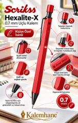 Kalemhane Scrikss Hexalite-X 0.7  Uçlu Kalem Kırmızı , Kişiye Özel İsimli ve Karton Kutulu