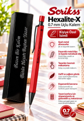 Kalemhane Scrikss Hexalite-X 0.7  Uçlu Kalem Kırmızı , Kişiye Özel İsimli ve Karton Kutulu