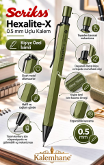 Kalemhane Scrikss Hexalite-X 0.5  Uçlu Kalem Yeşil , Kişiye Özel İsimli ve Karton Kutulu