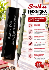Kalemhane Scrikss Hexalite-X 0.5  Uçlu Kalem Yeşil , Kişiye Özel İsimli ve Karton Kutulu