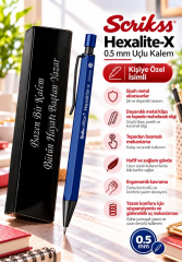 Kalemhane Scrikss Hexalite-X 0.5  Uçlu Kalem Mavi , Kişiye Özel İsimli ve Karton Kutulu