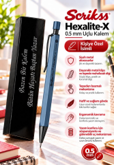 Kalemhane Scrikss Hexalite-X 0.5  Uçlu Kalem İndigo , Kişiye Özel İsimli ve Karton Kutulu