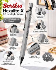 Kalemhane Scrikss Hexalite-X 0.5  Uçlu Kalem Gri , Kişiye Özel İsimli ve Karton Kutulu