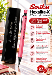 Kalemhane Scrikss Hexalite-X 0.7  Uçlu Kalem Pembe , Kişiye Özel İsimli ve Karton Kutulu