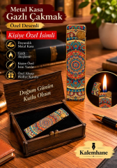 Kişiye Özel İsimli  Desenli Metal Gazlı Çakmak – Özel Mesajlı Ahşap Kutulu