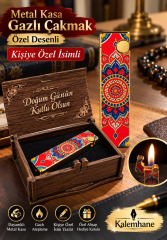 Kişiye Özel İsimli  Desenli Metal Gazlı Çakmak – Özel Mesajlı Ahşap Kutulu 3