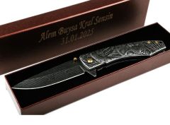 Kurt Kabartma Model Kişiye Özel Çakı Kutulu