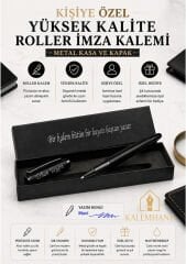 Mat Siyah Kişiye Özel Lüks Roller Kalem Kişisel Yazılı Kutu
