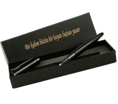 Mat Siyah Kişiye Özel Lüks Roller Kalem Kişisel Yazılı Kutu