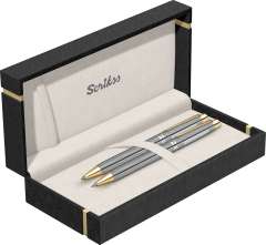 İkili Set Tükenmezkalem - Mekanik Kurşunkalem Venus 722W Balıksırtı Desenli Gold Krom