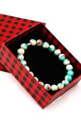 Amazonit  Doğal Taş Bileklik ve Kutusu