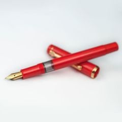Scrikss Lüks Dolma Kalem 23K altın kaplama  Mürekkep Hediyeli Ömür Boyu Garanti Kırmızı