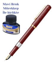 Scrikss Lüks Dolma Kalem 23K Altın Kaplama ve Mürekkep Hediyeli Ömür Boyu Garanti Bordo