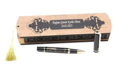 Özel Kızaklı Ahşap Kutuda İstanbul Temalı Roller Kalem