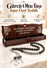 İsme Özel Oltu Taşı Tesbih Ahşap Kutulu