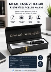 Özel Kutulu Roller Kalem Siyah Krom Renk Kişiye Özel İsimli