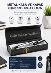 Özel Kutulu Roller Kalem Siyah Krom Renk Kişiye Özel İsimli