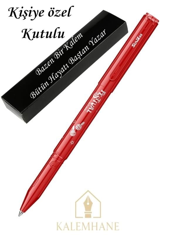 Kalemhane Scrikss '' Kırmızı '' Festival Roller Kalem - Dış Renk İle Yazı Rengi Aynıdır