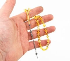 Orjinal KEHRİBAR TESBİH GÜMÜŞ PÜSKÜL LÜKS KUTULU