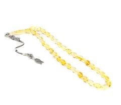 Orjinal KEHRİBAR TESBİH GÜMÜŞ PÜSKÜL LÜKS KUTULU