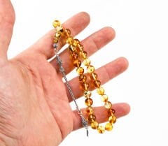 Orjinal KEHRİBAR TESBİH GÜMÜŞ PÜSKÜL LÜKS KUTULU