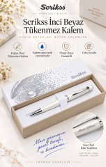 Kişiye Özel Hediyelik Scrikss İnci Beyaz Tükenmez Kalem