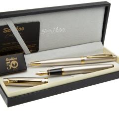 Scrikss Saten Altın Dolma ve Tükenmez Kalem Seti