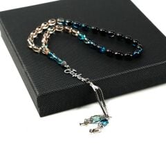 Gümüş İsimli Sıkma Kehribar Tesbih Ahşap Kutulu