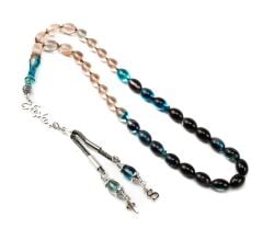 Gümüş İsimli Sıkma Kehribar Tesbih Ahşap Kutulu