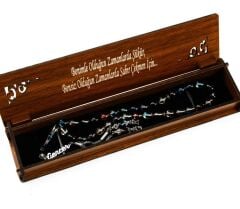 Gümüş İsimli Sıkma Kehribar Tesbih Ahşap Kutulu