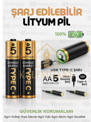 Kalemhane AA Typ c şarj edilebilir lityum pil 2li set